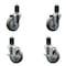 Service Caster 4'' Gray Poly Wheel Swivel 1-5/8'' Expanding Stem Caster Set 2 Brakes, 4PK SCC-EX20S414-PPUB-2-TLB-2-158 - alternate 1